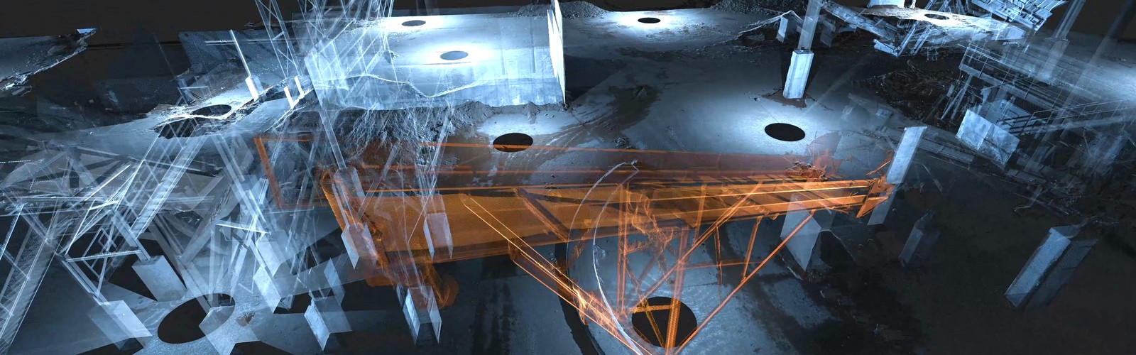 Reality capture point cloud with as-built model overlay of recycling equipment