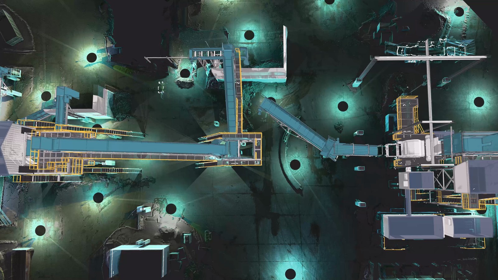 Plan view of a metals recycling facility visual twin built from reality capture data