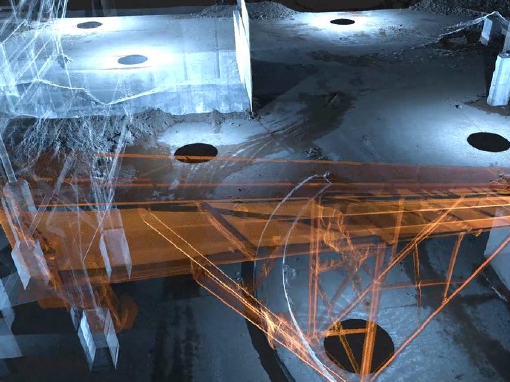 Reality capture point cloud with as-built model overlay of recycling equipment